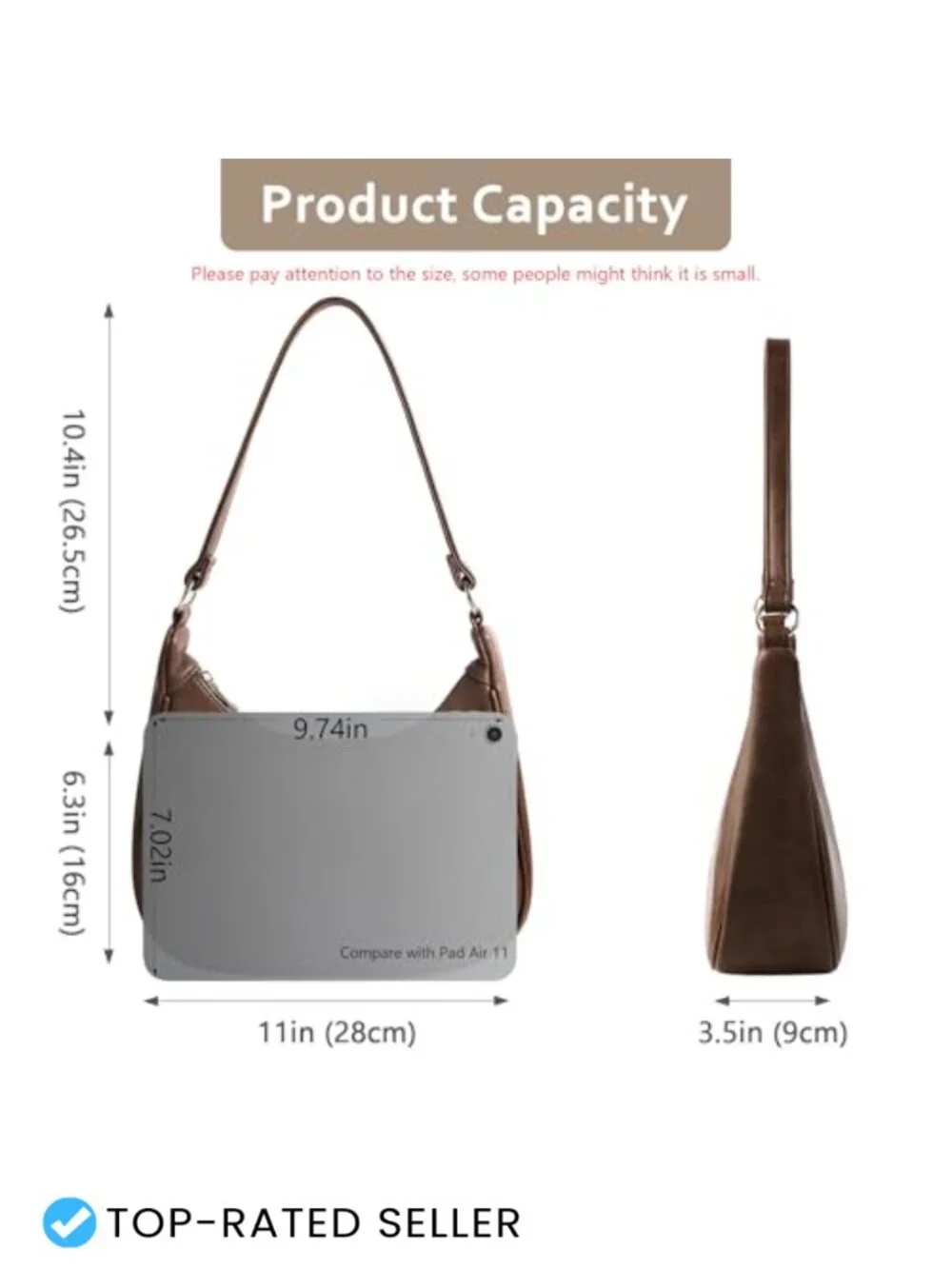 Slouchy Faux Leather Hobo Bag with Zippered Back Pocket